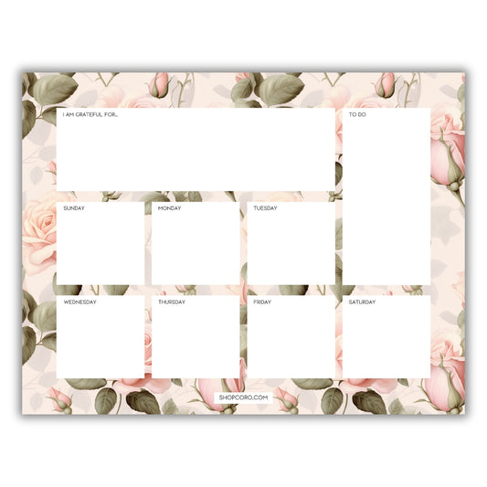 Soft Cottagecore Weekly Planner Notepad • 8.5 x 11"