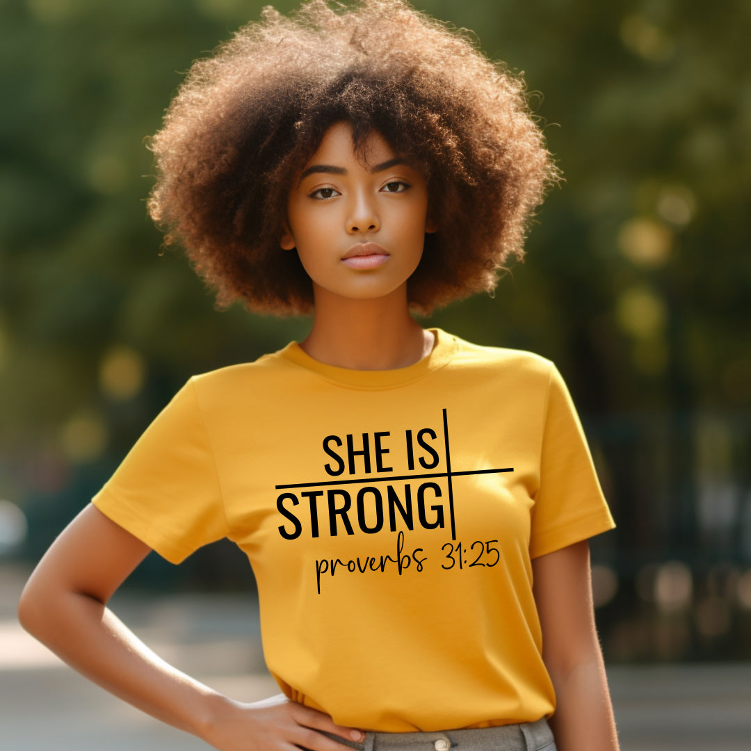 She is Strong Tee • Faith-based Shirt • Women T-Shirt