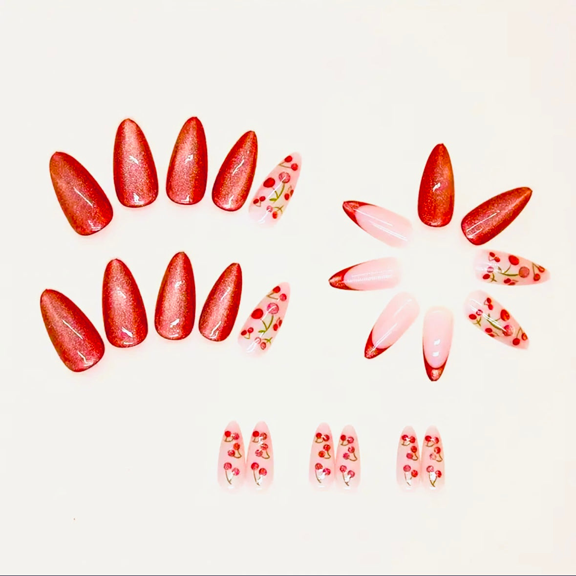 Cherry Blossom • Red Nails • Press-on Nails