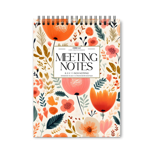 Floral Boho Meeting Notes Notepad • 8.5x11"