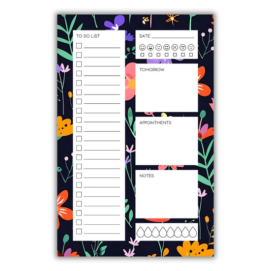 Black Flora Daily Planner Notepad • 5.5 x 8.5"