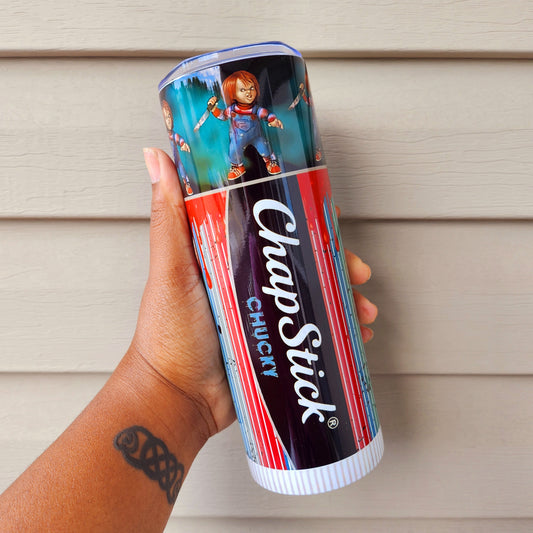 Chucky ChapStick Skinny Tumbler • 20 oz Stainless Steel • Drinkware