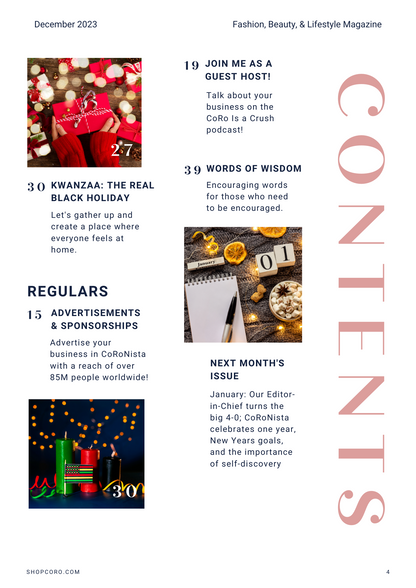 CoRoNista Magazine • December 2023 • Issue 12