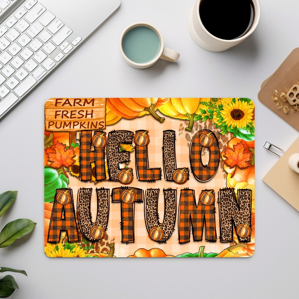 Hello Autumn Mouse Pad • Laptop Mouse Pad • Desk Accessories