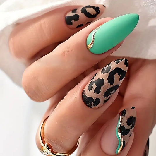 Green Leo • Leopard Nails • Press-on Nails