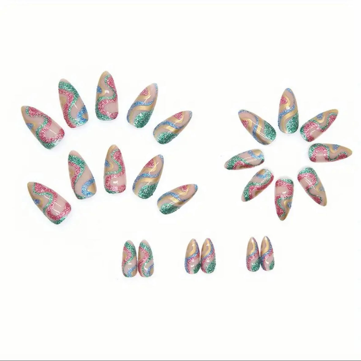 Swirl Whirl • Glitter Nails • Press-on Nails