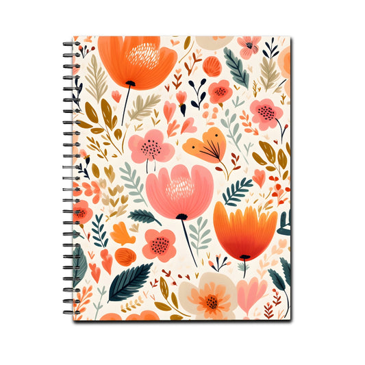 Floral Boho Spiral Lined Notebook